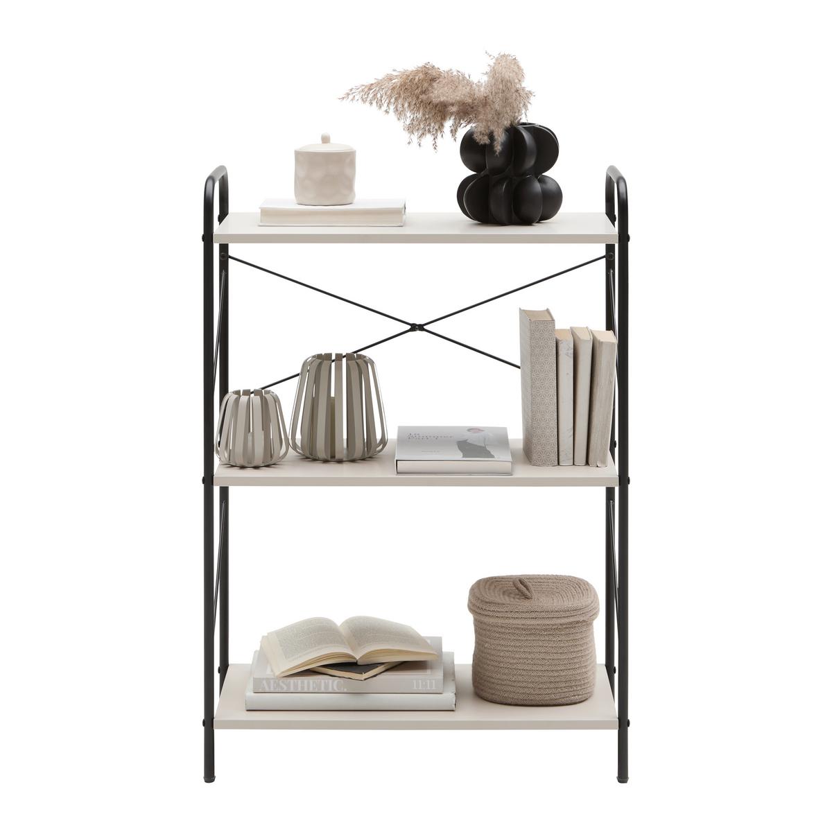 Regal Tom Kaschmir/Schwarz - Kaschmir/Schwarz, Modern, Holzwerkstoff/Metall (63.2/89/30cm) - Mömax