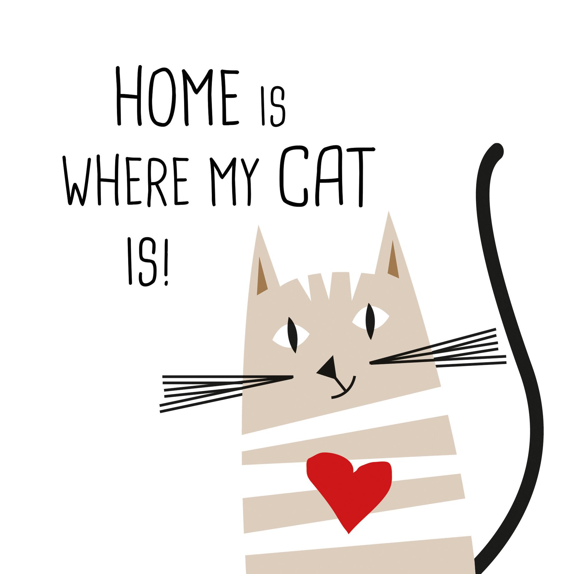 Serviette Home Cat Multicolor ca. 17x17cm - Multicolor, KONVENTIONELL, Papier (17.5/17.5cm) - PPD