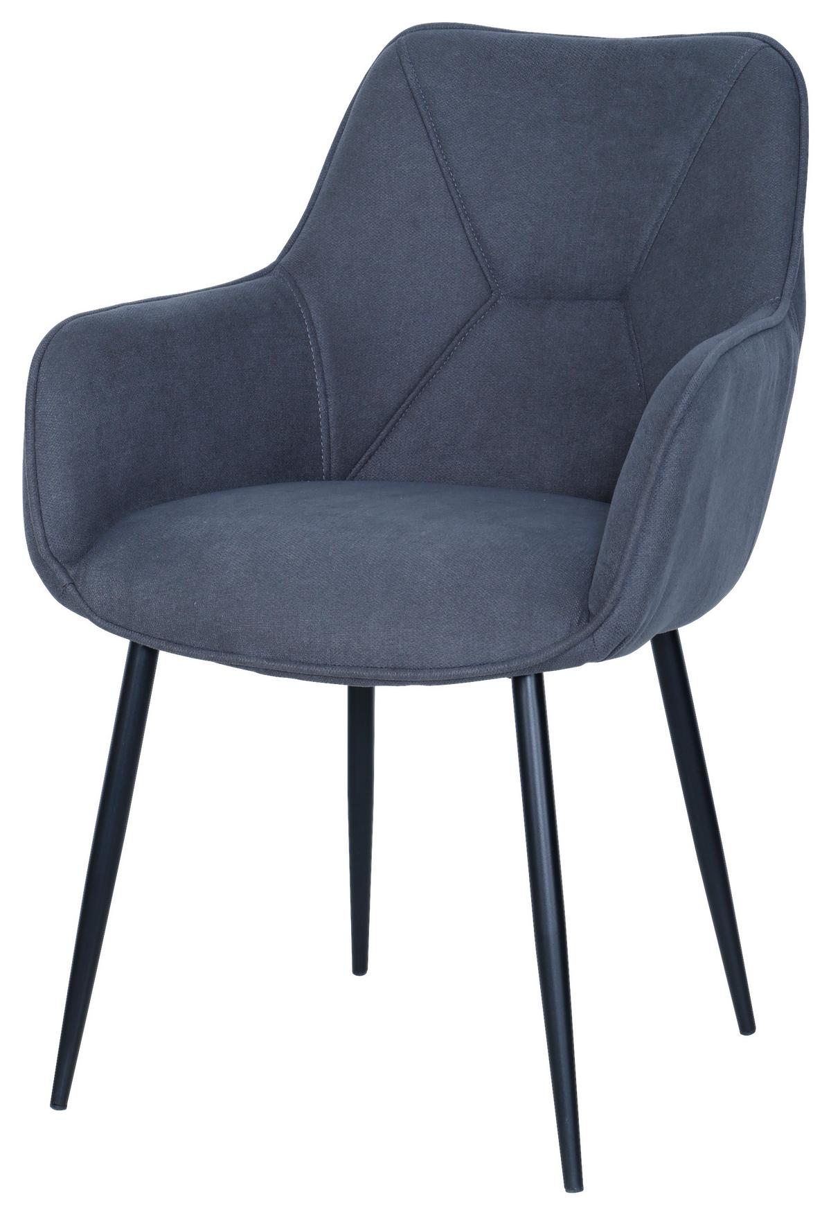 Armlehnstuhl Elena in Grau - Schwarz/Grau, MODERN, Holz/Textil (57/85/60cm) - Mömax