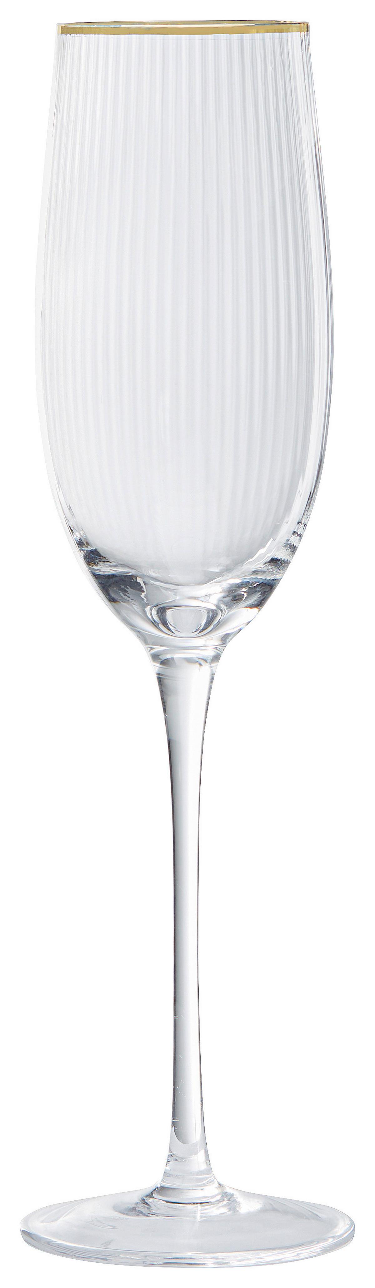 Sektglas Earth Tones ca. 280ml - Klar/Goldfarben, Romantik / Landhaus, Glas (26,5cm) - Premium Living