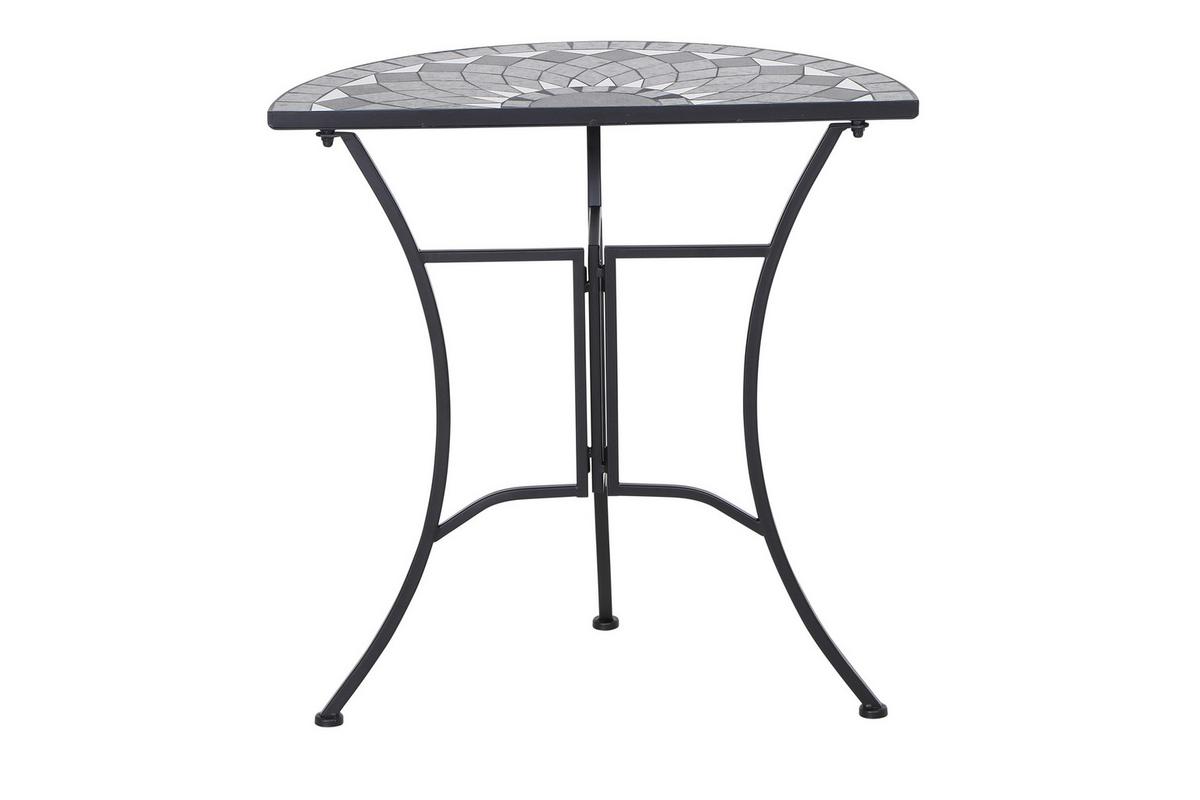 Gartentisch Mosaik ca. 35,5x70x71 cm klappbar - Schwarz, KONVENTIONELL, Keramik/Metall (35,5/70/71cm) - Siena Garden