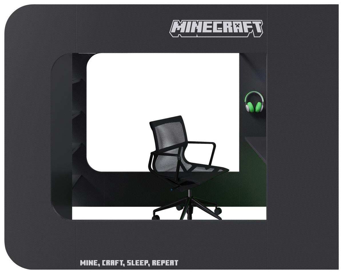 Hochbett Minecraft ca. 120x200 cm Schwarz - Schwarz, MODERN, Holz/Holzwerkstoff (120/200cm) - Minecraft