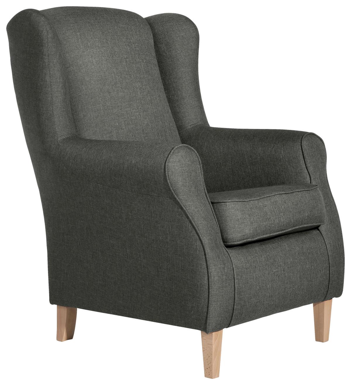 Ohrensessel "Lorris" , anthrazit - Anthrazit/Buchefarben, Modern, Textil (77/103/86cm) - Max Winzer