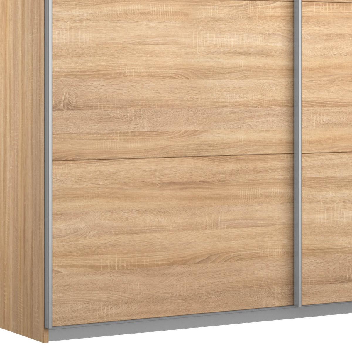 Schwebetürenschrank "Belluno", eiche - Alufarben/Sonoma Eiche, MODERN, Holzwerkstoff/Metall (181/210/62cm) - Rauch Möbel