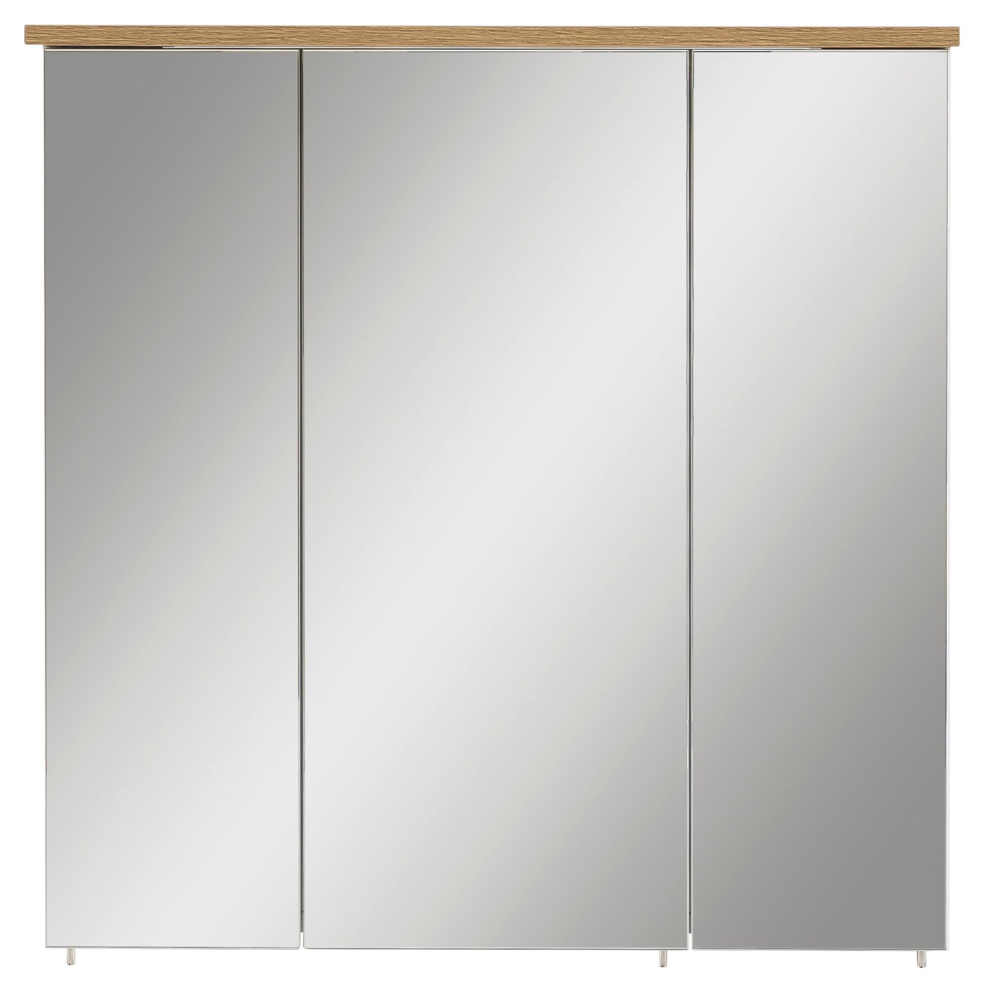 Spiegelschrank "Padua" , weiß - Nickelfarben, MODERN, Glas/Holzwerkstoff (70,5/72,3/23,7cm) - MID.YOU