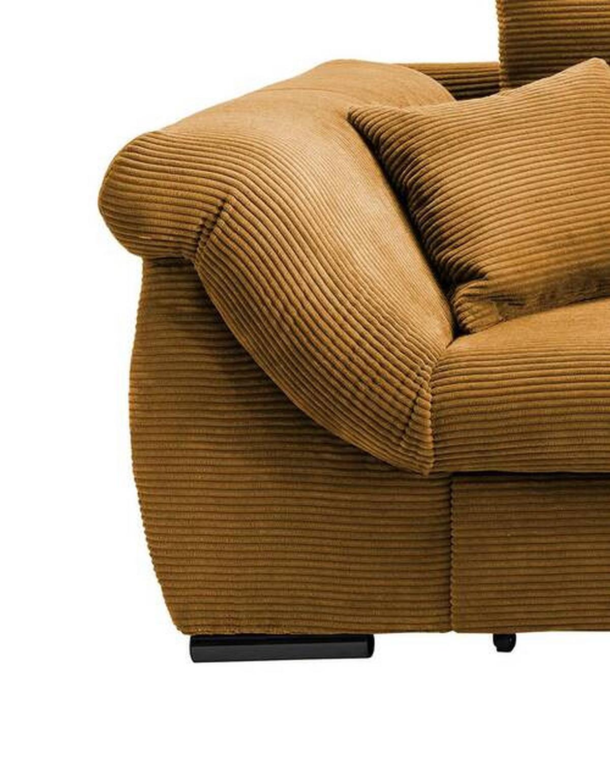Wohnlandschaft Frederico Goldfarben Cord - Goldfarben/Schwarz, MODERN, Holz/Textil (302/188cm) - MID.YOU