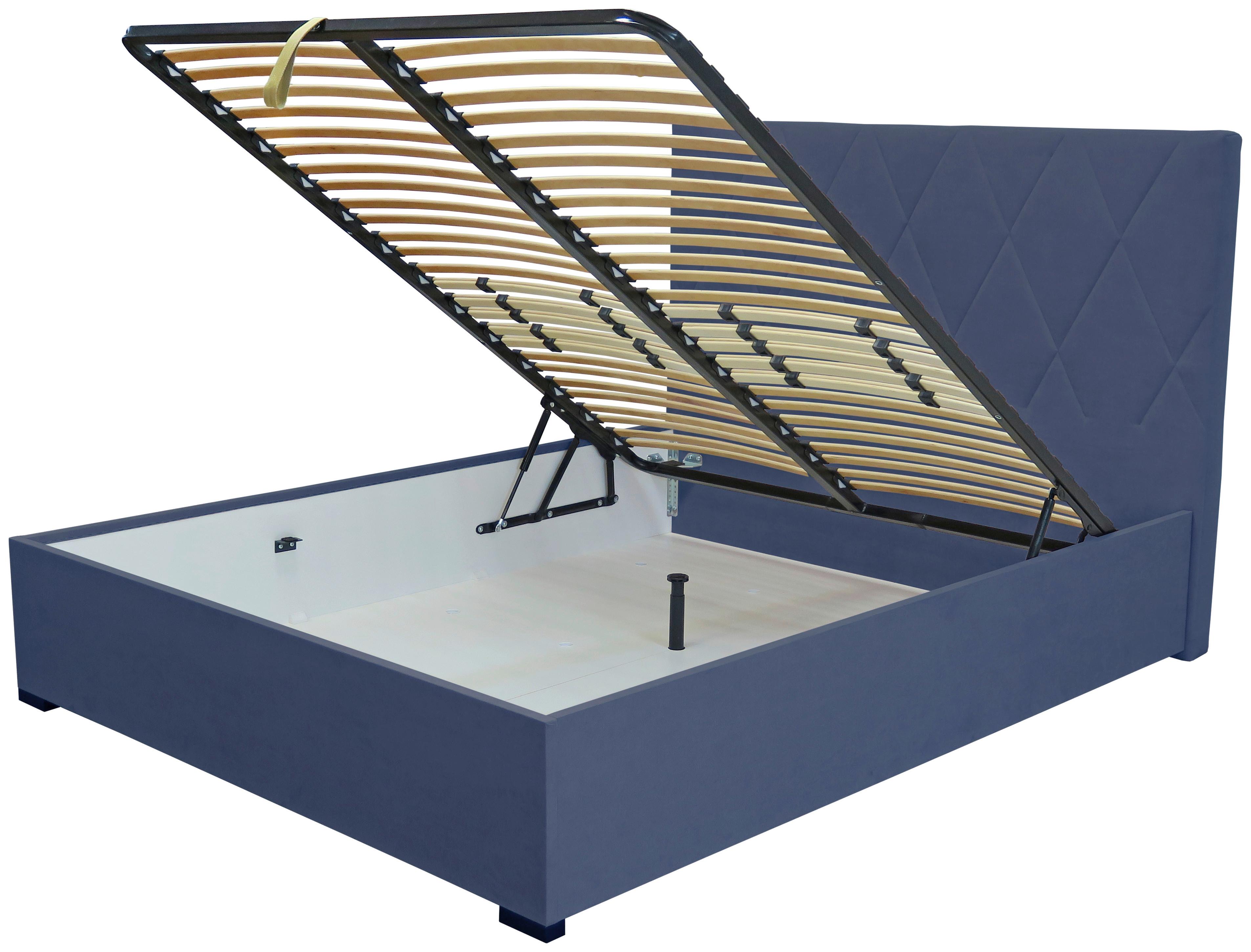 Tapecirani Krevet Grace - tamno plava/boje bukve, Konvencionalno, drvni materijal/tekstil (90/200cm) - Based