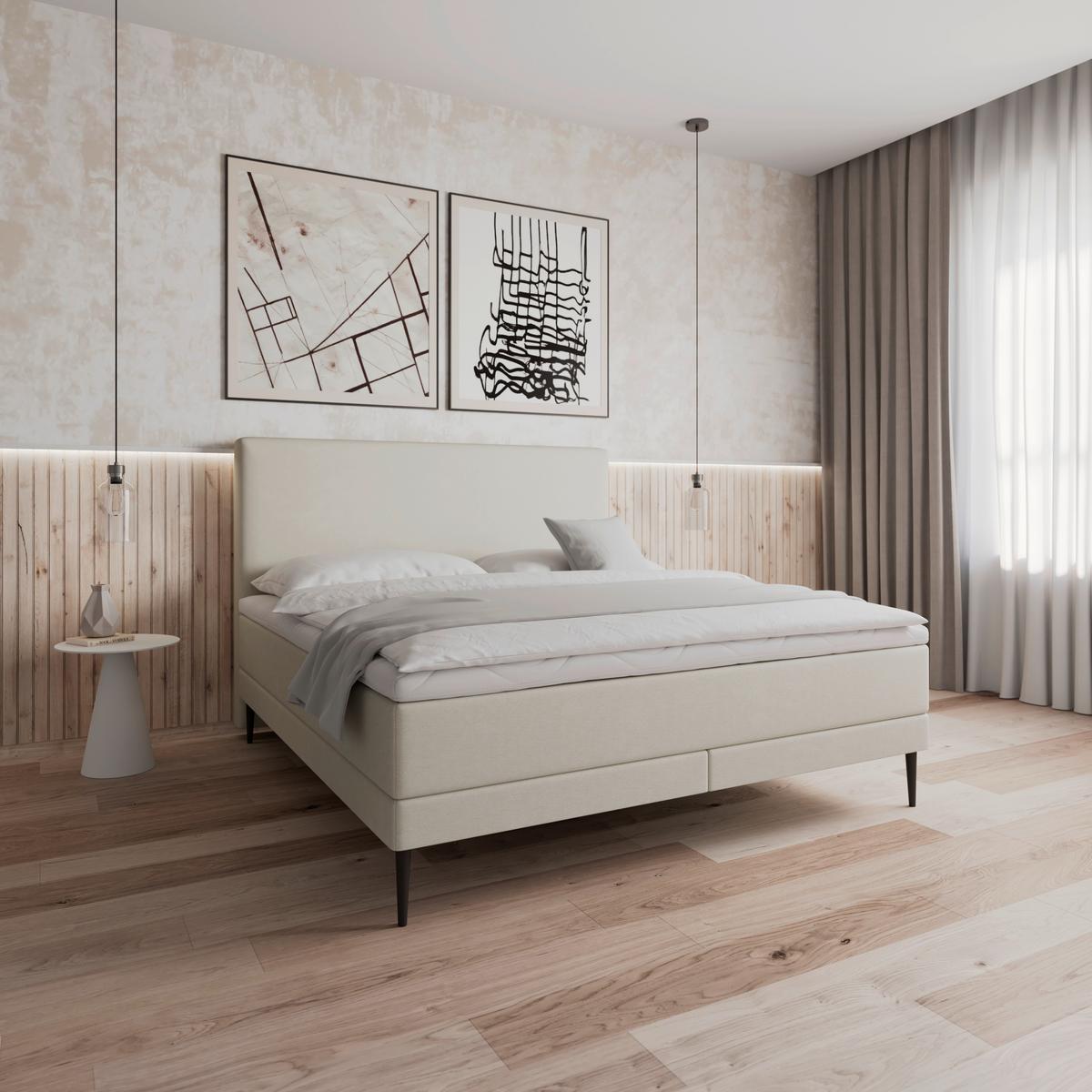 Box Ágy Nevada - bézs, Modern, textil/fa (160/200cm) - Bessagi