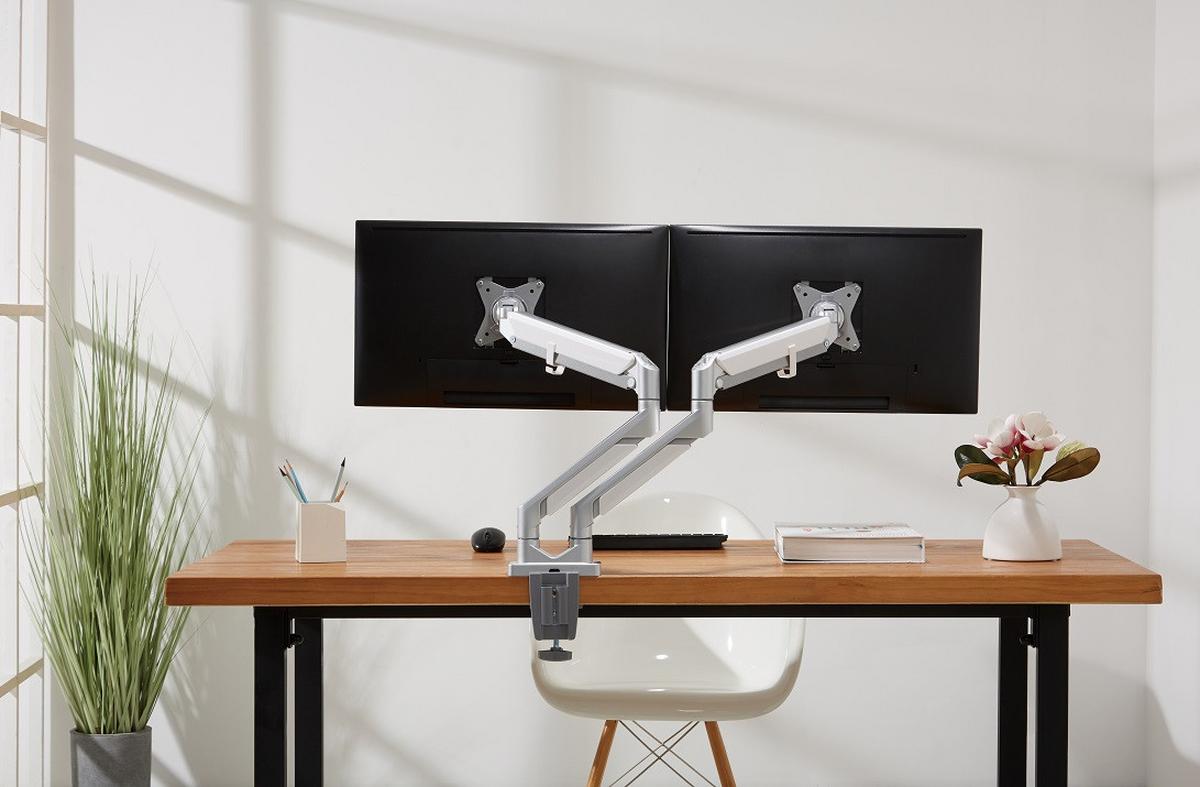 UCHWYT DO MONITORA CLEA 2 - biały/szary, Design, tworzywo sztuczne/metal (110/69,7/11,6cm) - Boxxx