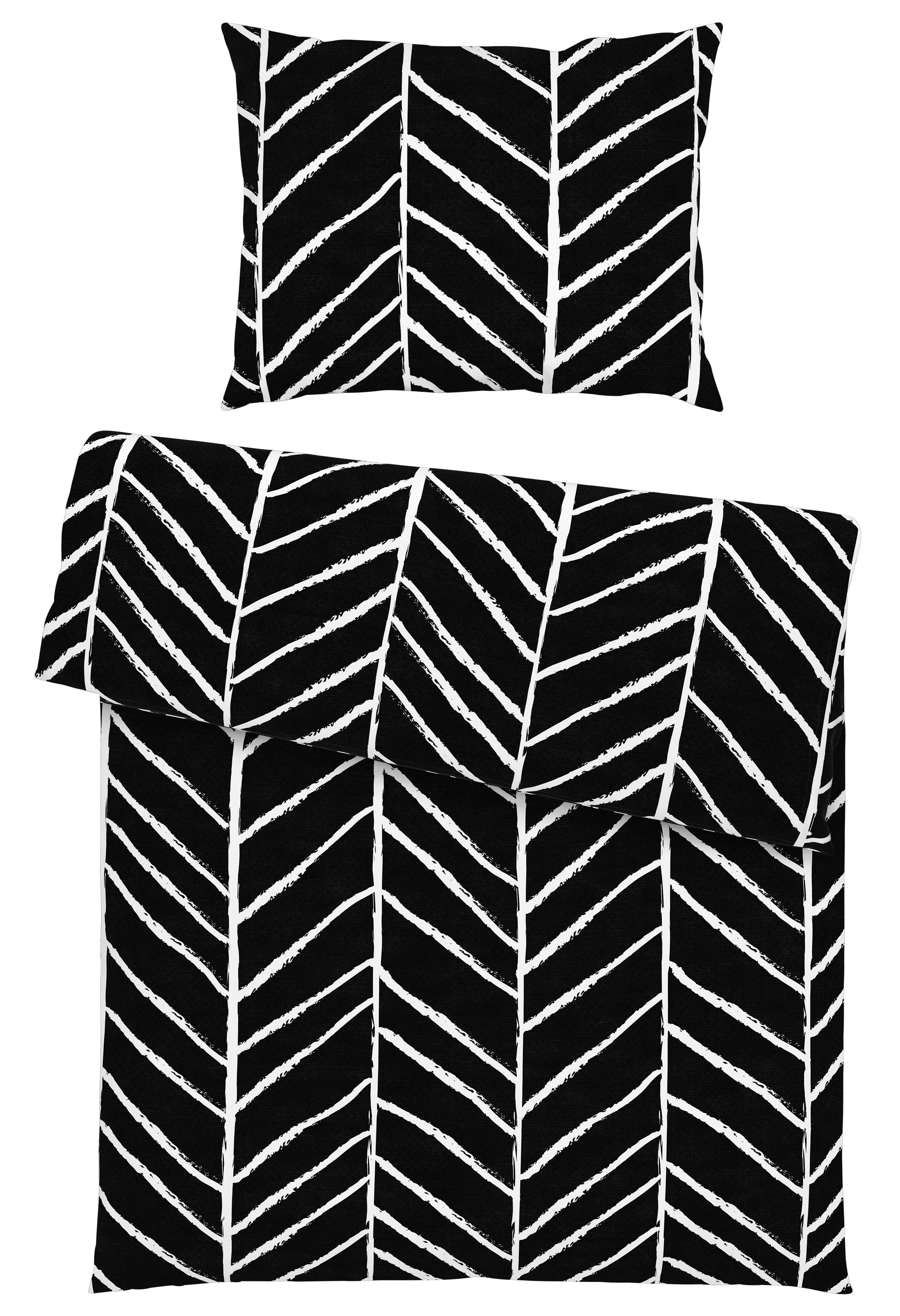 BETTWÄSCHESET MARBLE - Schwarz, Konventionell, Textil (160/210cm) - Modern Living