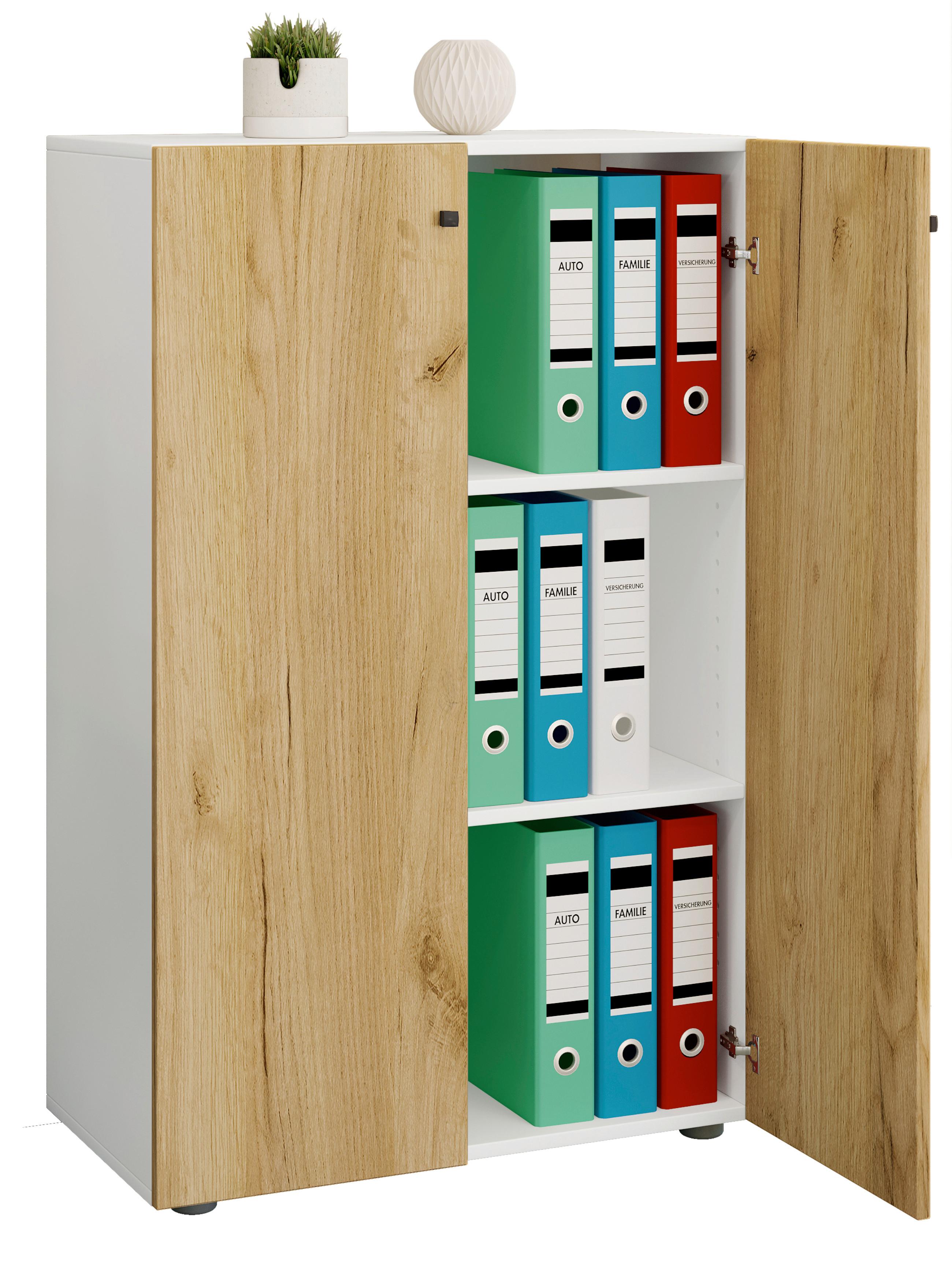 AKTENSCHRANK LONA XL - Weiss/Buchefarben, Design, Holzwerkstoff (70/110/39cm) - MID.YOU