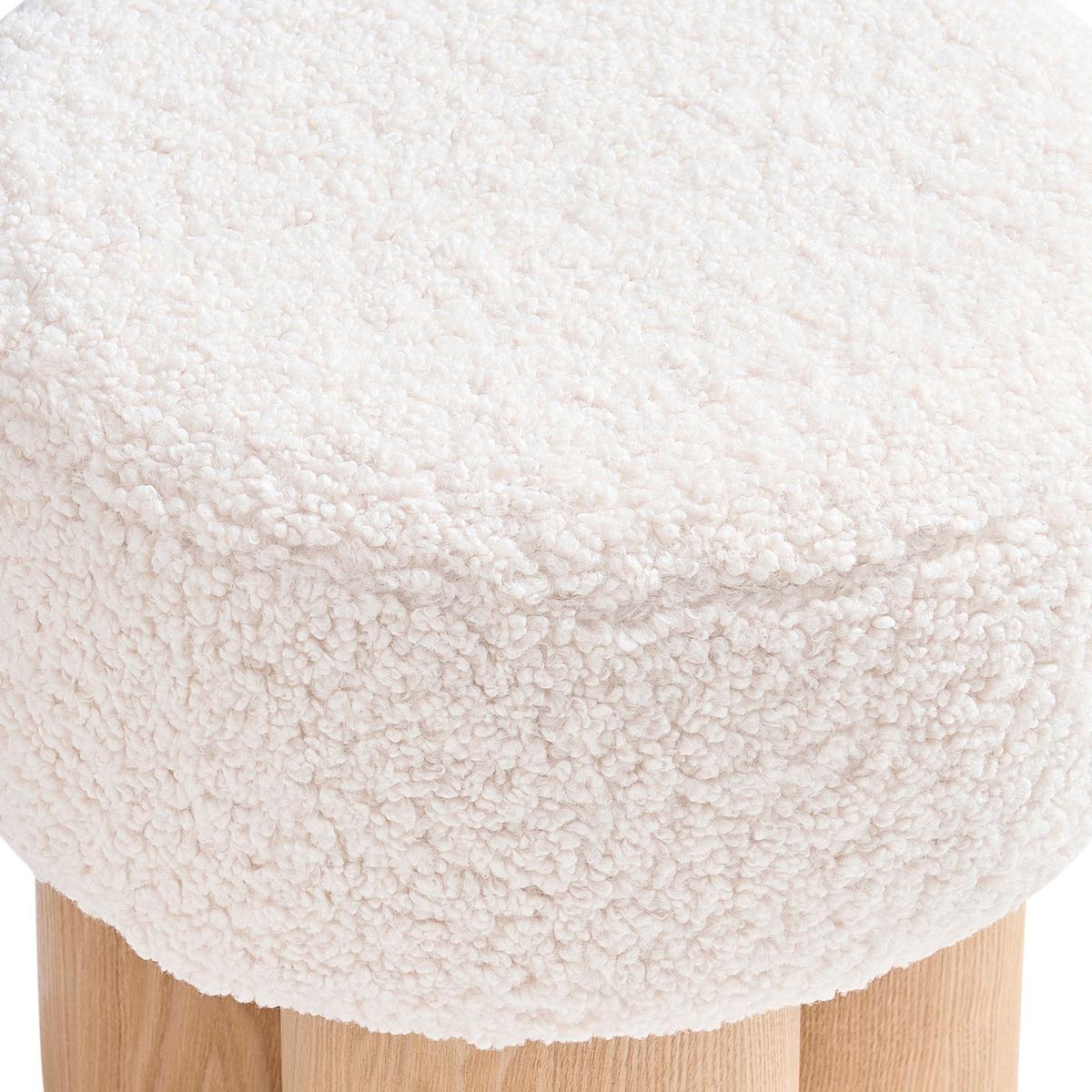 Tabure Japandi 2, Bela, Pravi Les - bela/naravne barve, Moderno, tekstil/leseni material (50/49/50cm) - Livetastic