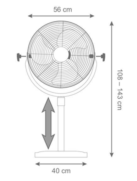 Álló Ventilátor Sfi 45 - fekete, Basics, műanyag/fém (56/108-143cm)