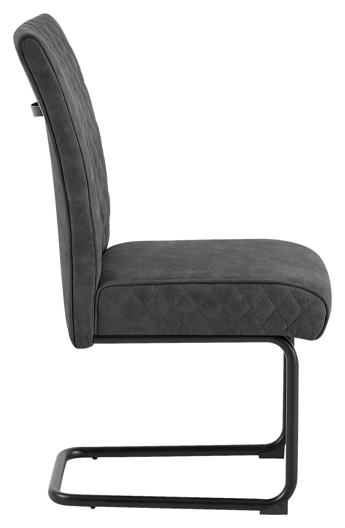 Schwingstuhl-Set Maria-XXL 2er-Set Anthrazit - Anthrazit/Schwarz, MODERN, Textil/Metall (45/95/60cm) - MID.YOU