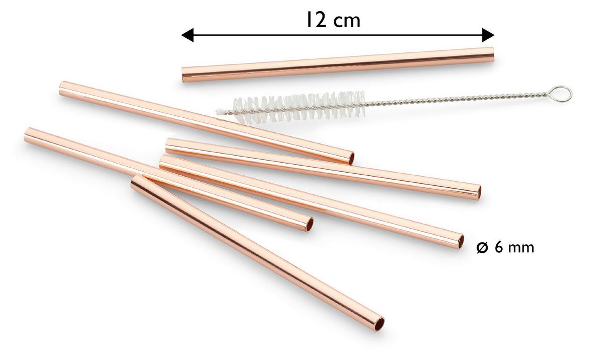 Set Slamic S Krtačko Straw, 6-Delni - zlate barve, Basics, kovina (12cm) - Echtwerk