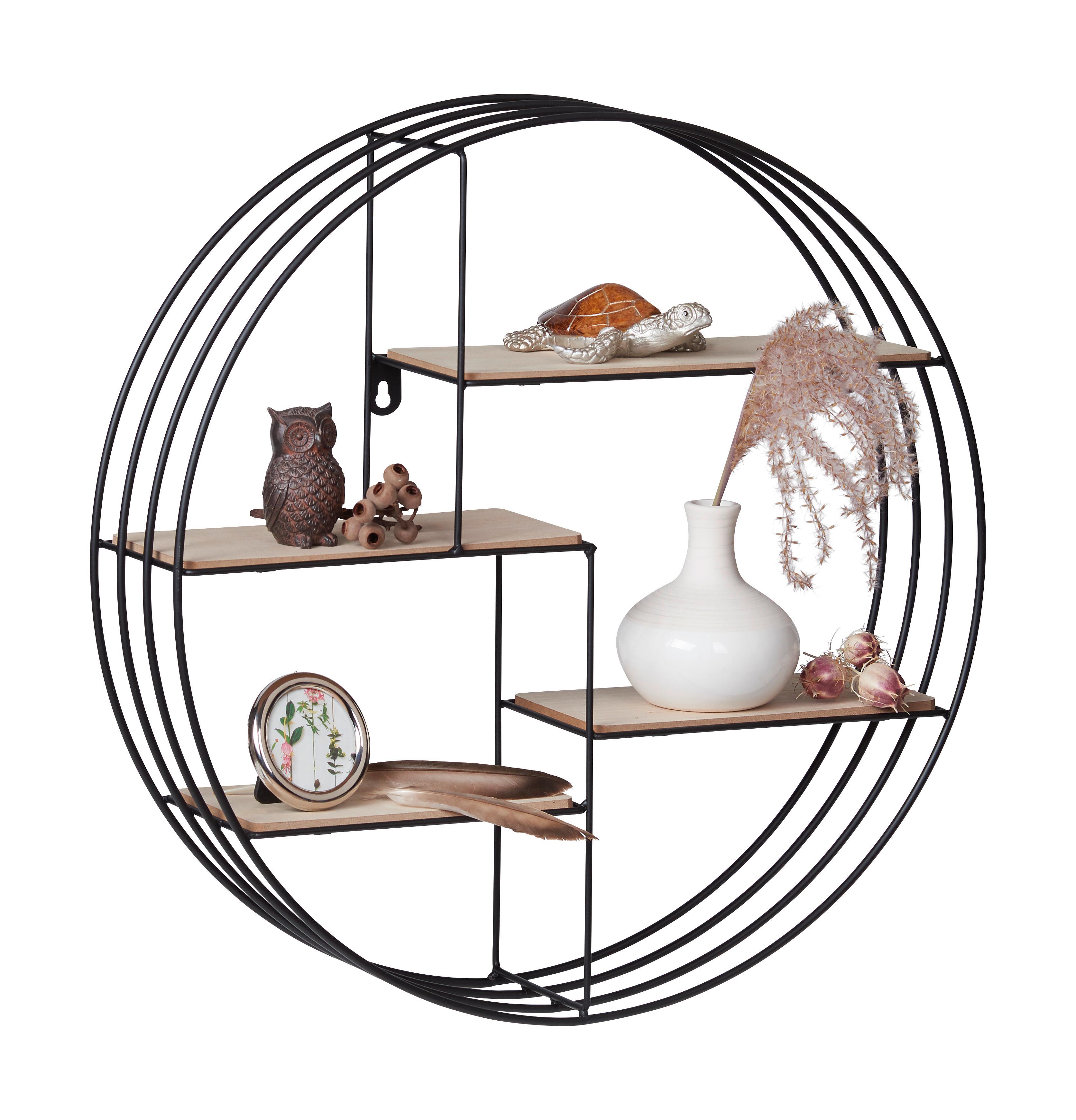 REGAŁ ŚCIENNY HANNA - czarny/jasnobrązowy, Lifestyle, materiał drewnopochodny/metal (45/45/11cm) - Landscape