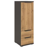 Komoda Endora, Barva Hrasta, Barva Grafita - barve hrasta/barve aluminija, Konvencionalno, kovina/umetna masa (40/122/42cm) - Xora