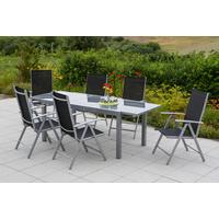 GARTENSET AMALFI - Silberfarben/Schwarz, MODERN, Textil/Metall - Gardenson