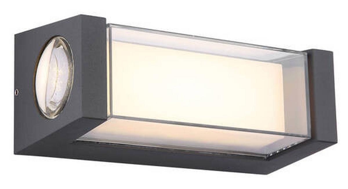 AUSSENWANDLEUCHTE 34316 - Transparent/Anthrazit, Design, Kunststoff/Metall (7,5/8,2/18,7cm) - Globo