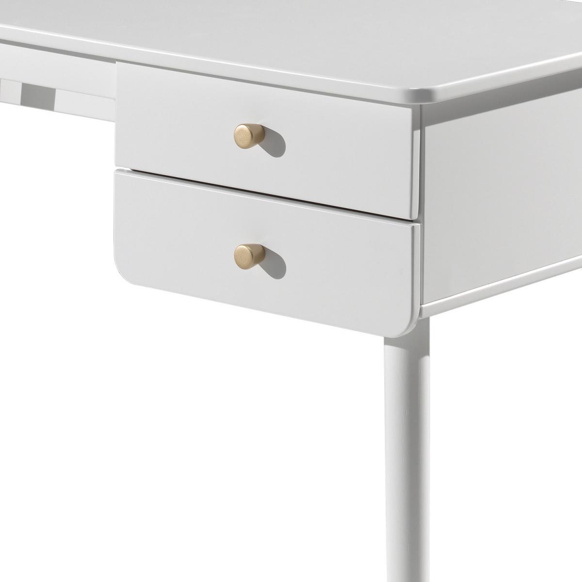 Jugendschreibtisch Billy Weiß - Goldfarben/Weiß, MODERN, Holzwerkstoff/Kunststoff (125/75/60cm) - Vipack