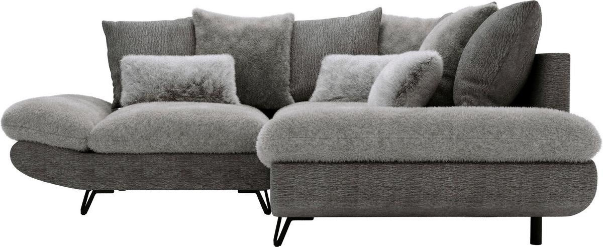 Wohnlandschaft Bormio - Schwarz/Grau, Modern, Textil/Metall (276/276cm) - Premium Living