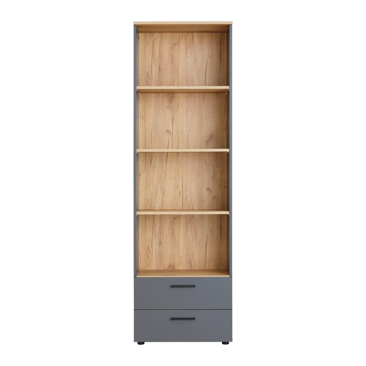 Regal Cadix Anthrazit/Eichefarben - Eichefarben/Anthrazit, KONVENTIONELL, Holzwerkstoff/Kunststoff (60/195/36cm) - Mömax