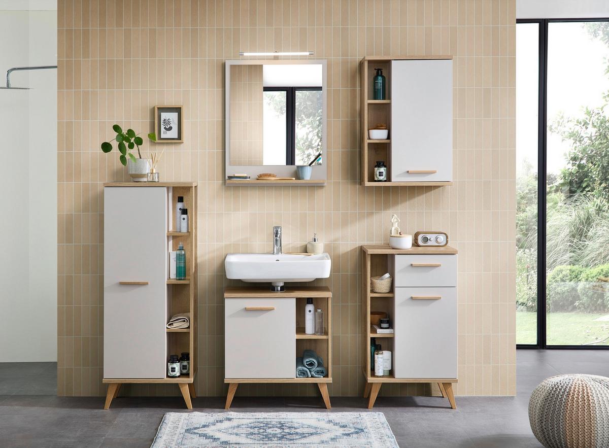 LUSTRO ŁAZIENKOWE QUICKSET 966 - kolor dębowy/kaszmir, Design, materiał drewnopochodny (60/74,5/15,5cm) - Xora