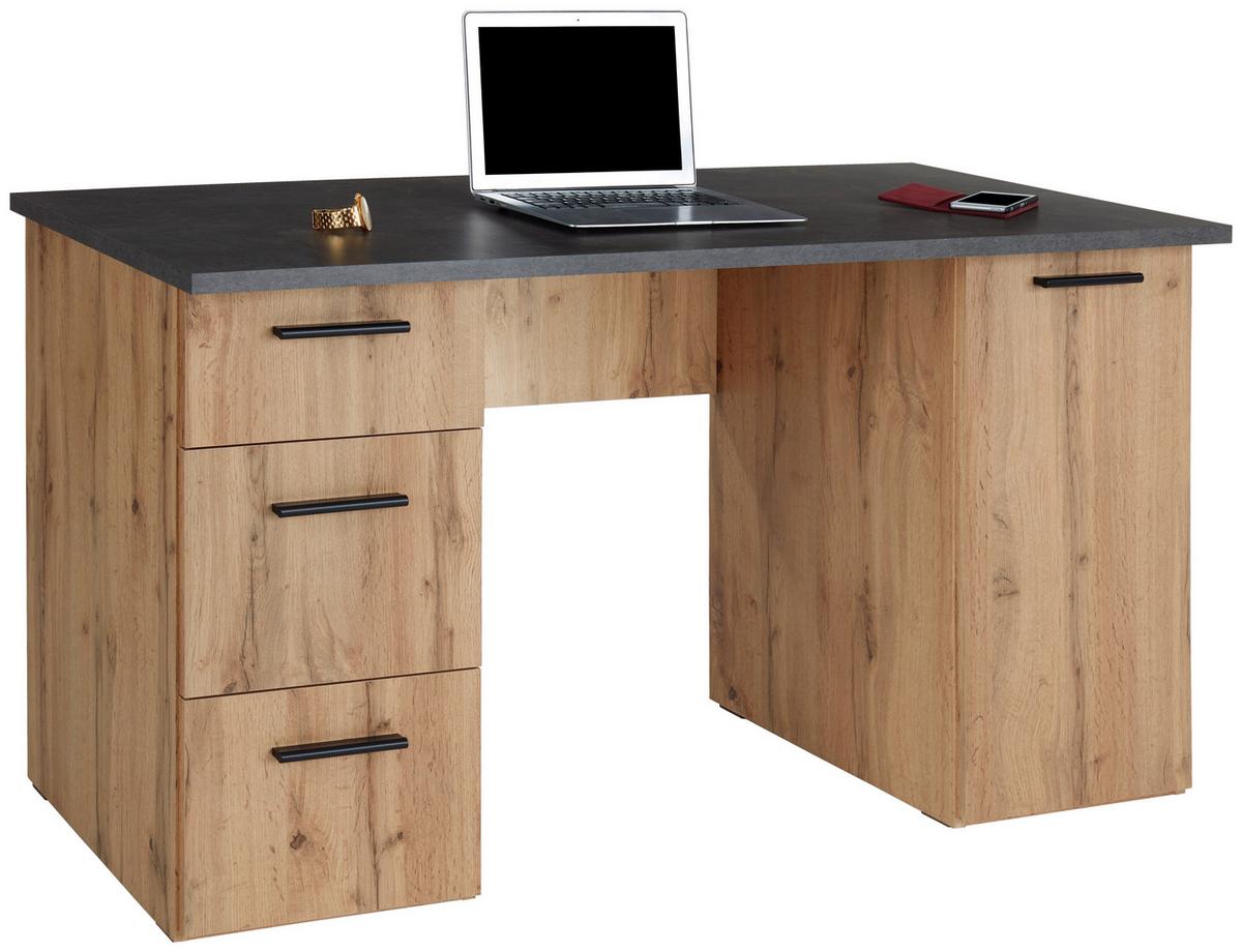 Radni Stol Mx143 - boje hrasta/boje aluminija, Moderno, drvni materijal/plastika (138/76/60cm) - Modern Living