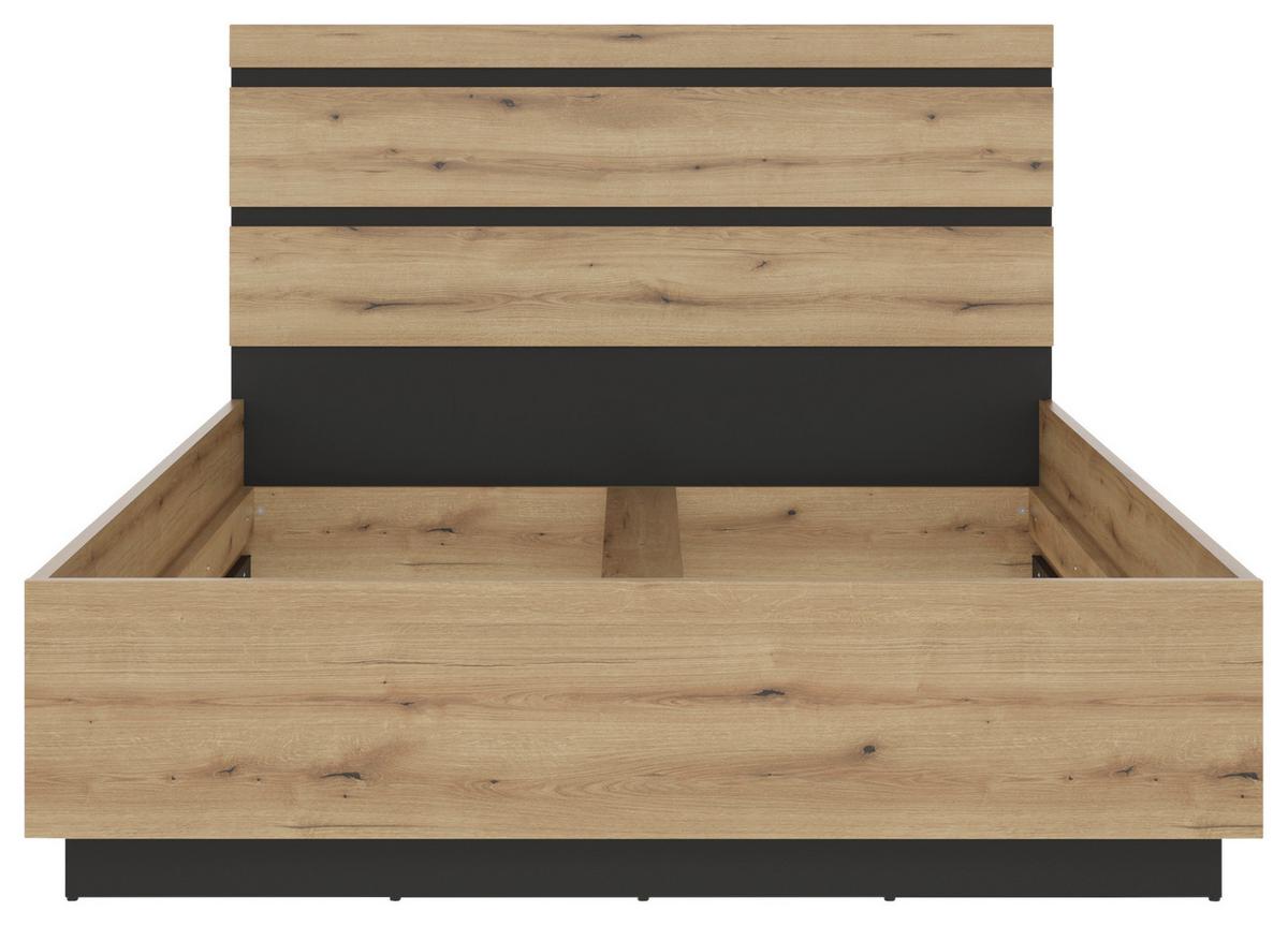 Krevet Corte - boje hrasta/crna, Moderno, drvni materijal/plastika (145/107,2/206,5cm)