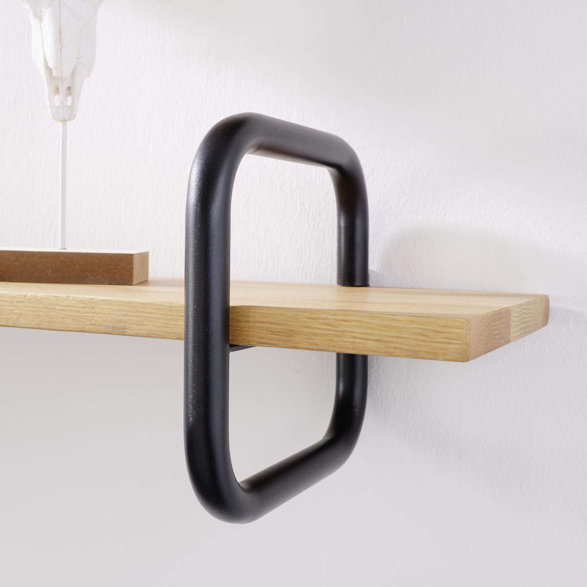 Wandboard aus Eiche massiv - Eichefarben/Schwarz, MODERN, Holz/Metall (40/20/22cm) - Mömax