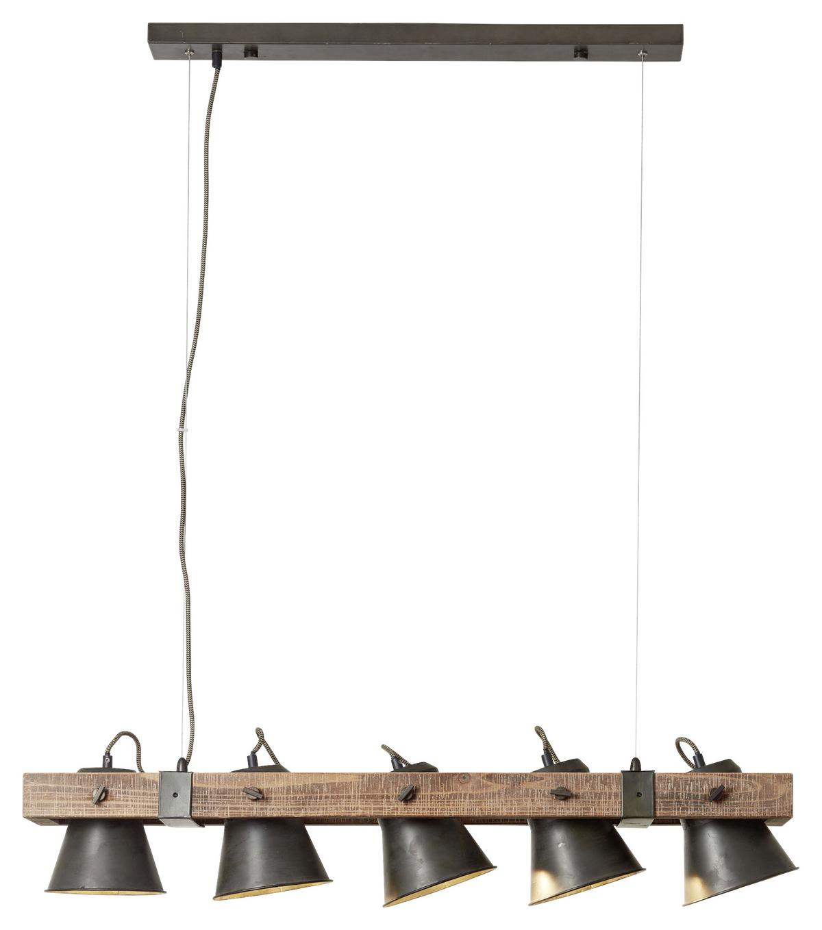 Hängeleuchte Plow Schwarz max. 10 Watt - Schwarz, Natur, Holz/Metall (95/20/115cm) - Brilliant