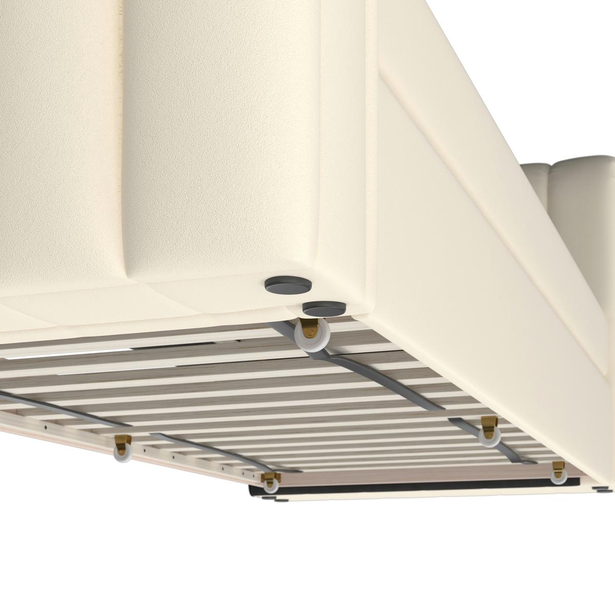 Ausziehbett Tasha ca. 90x200 cm Elfenbein - Hellbraun/Elfenbein, MODERN, Holz/Kunststoff (90/200cm) - Bessagi Home