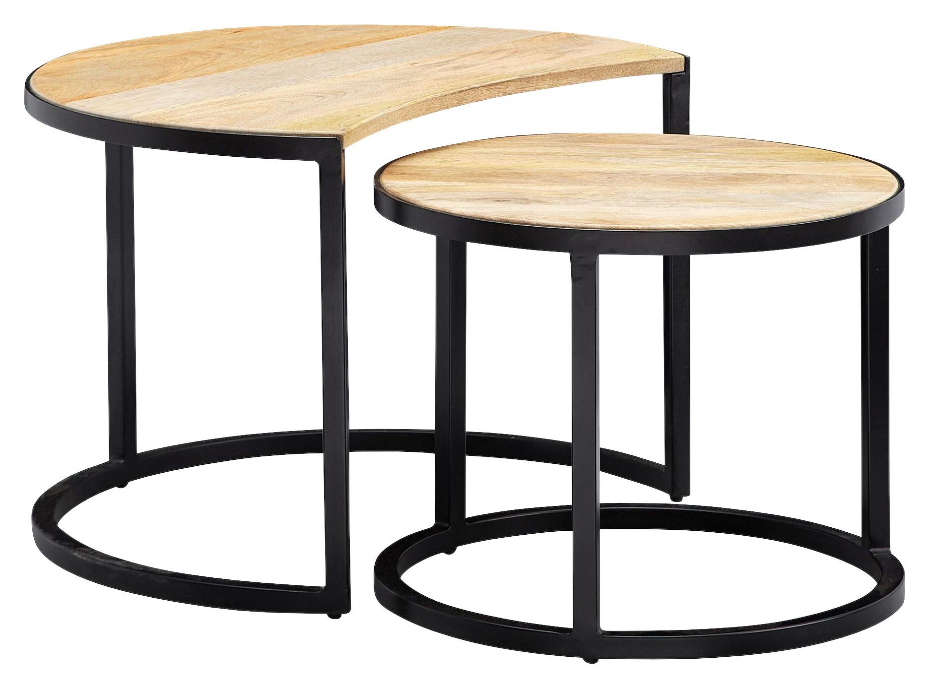Set Klubskih Mizic Wohnling - svetlo rjava/črna, Moderno, kovina/les (41/60/41cm) - MID.YOU
