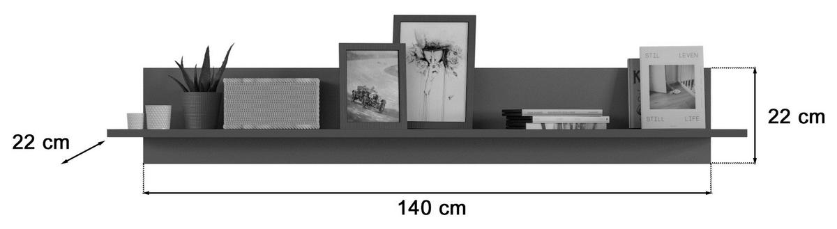 Poliță De Perete Freno - Konventionell, material pe bază de lemn (22/140/22cm) - Modern Living