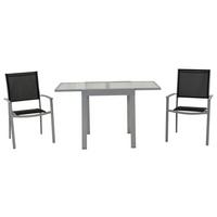 Vrtni Set Milano, 3-delni, Raztegljiva Miza - srebrne barve/črna, Moderno, kovina/tekstil - Gardenson