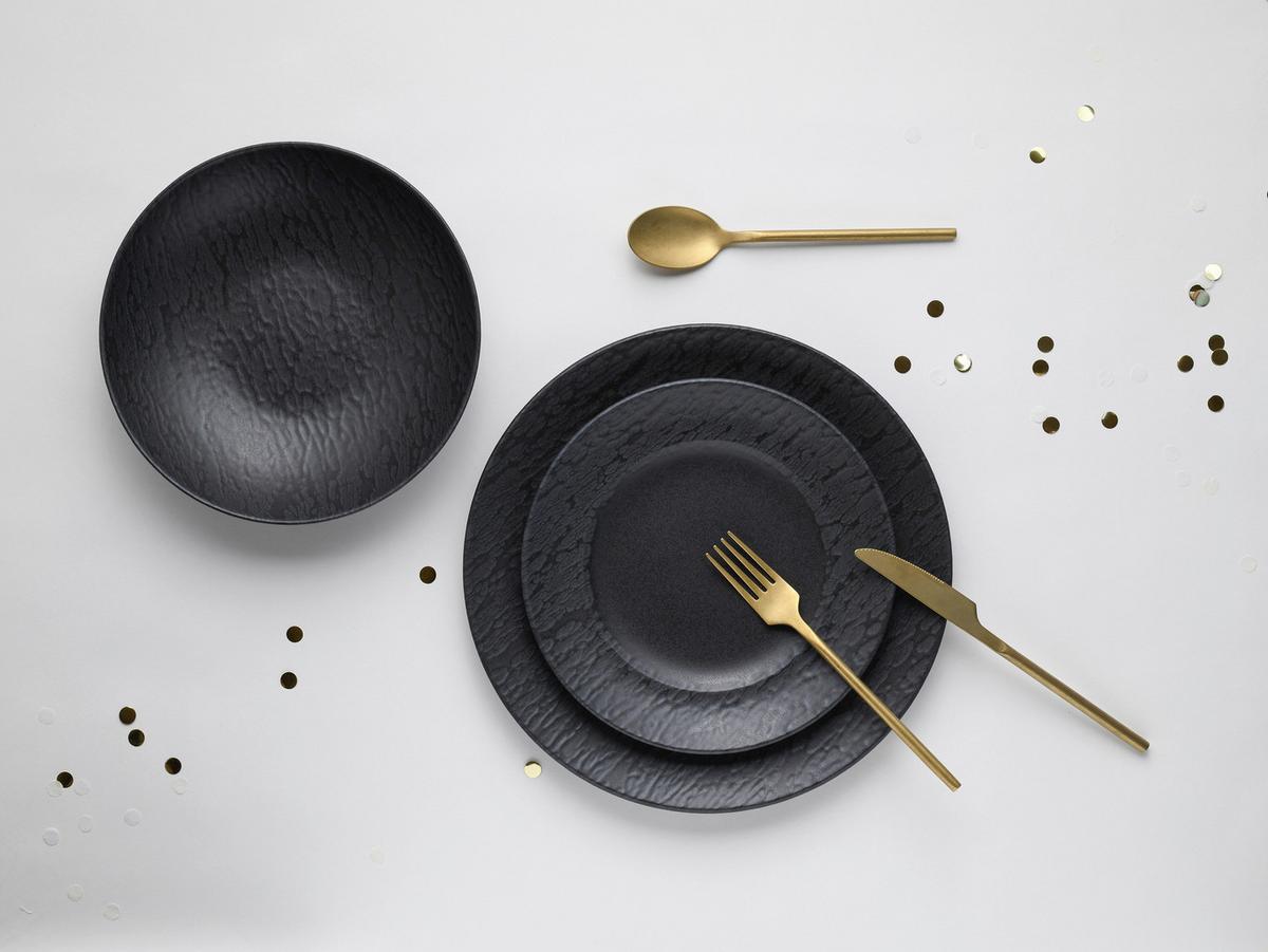 Tafelservice Rondo Schiefer in Schwarz, 12-teilig - Schwarz, MODERN, Keramik (43/40/37cm) - Creatable