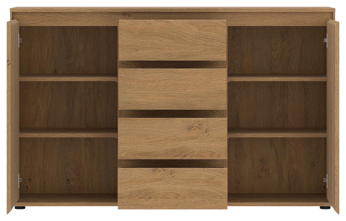 Komoda Calzado - boje hrasta/crna, Moderno, drvni materijal/plastika (137/85/35cm) - Modern Living