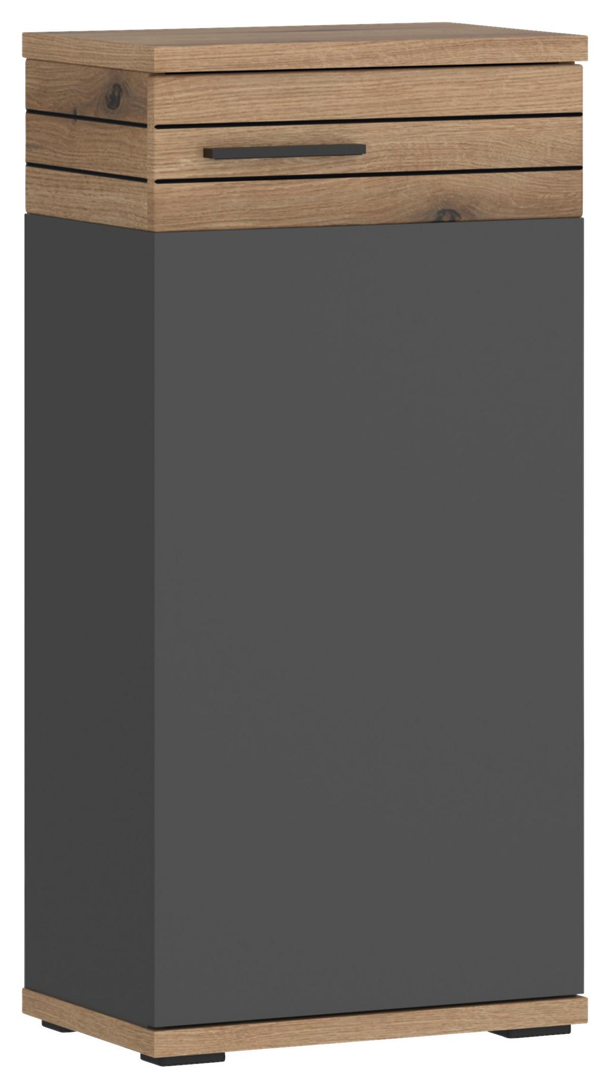 Spodnja Omarica Cotia Cotls 4 - črna/barve hrasta, Moderno, kovina/umetna masa (40/86/30cm) - James Wood