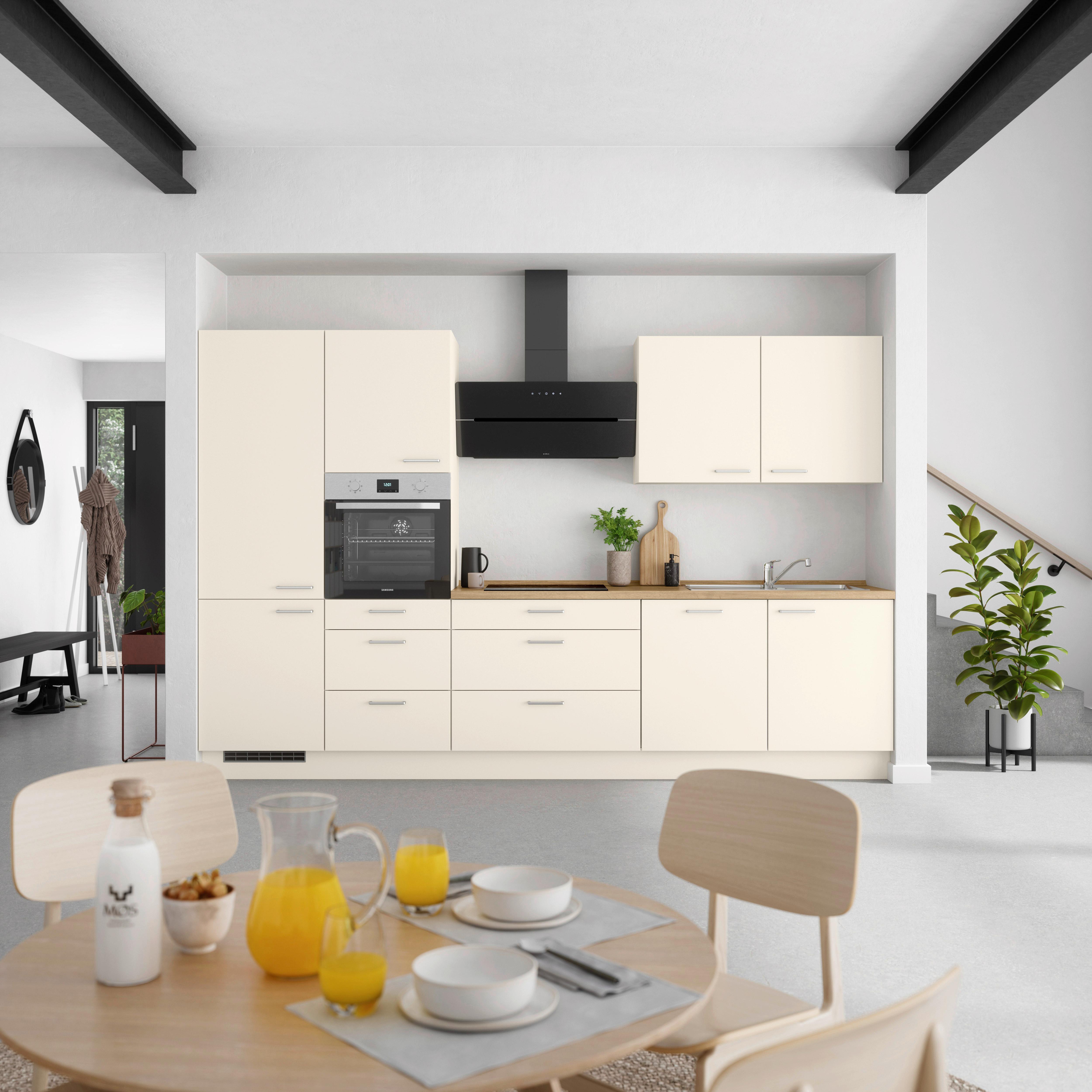 Küchenblock Touch High m. Geräten Magnolie - Edelstahlfarben/Eichefarben, MODERN, Holzwerkstoff/Metall (330cm) - Nobilia