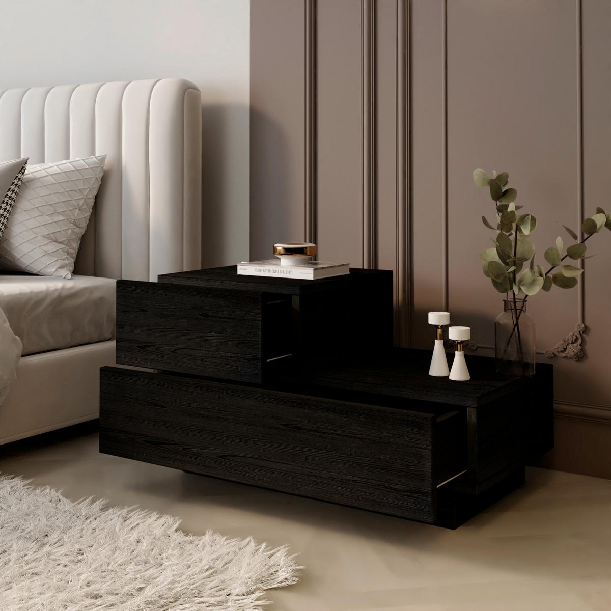 NACHTTISCH KAYRA NACHTTISCH - Schwarz, Design, Holzwerkstoff (70/39/30cm) - Livetastic