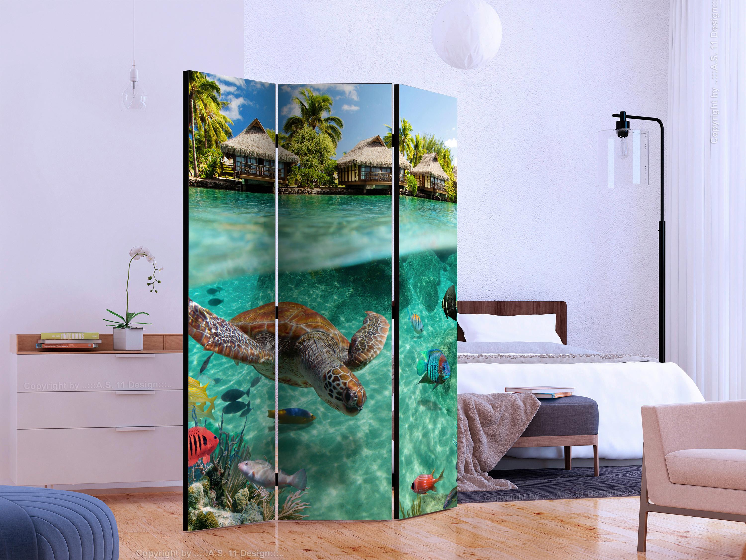 Paravan Under The Water, 3-Delni, Dvostranski - večbarvno, Basics, tekstil/les (135/172/3cm) - artgeist