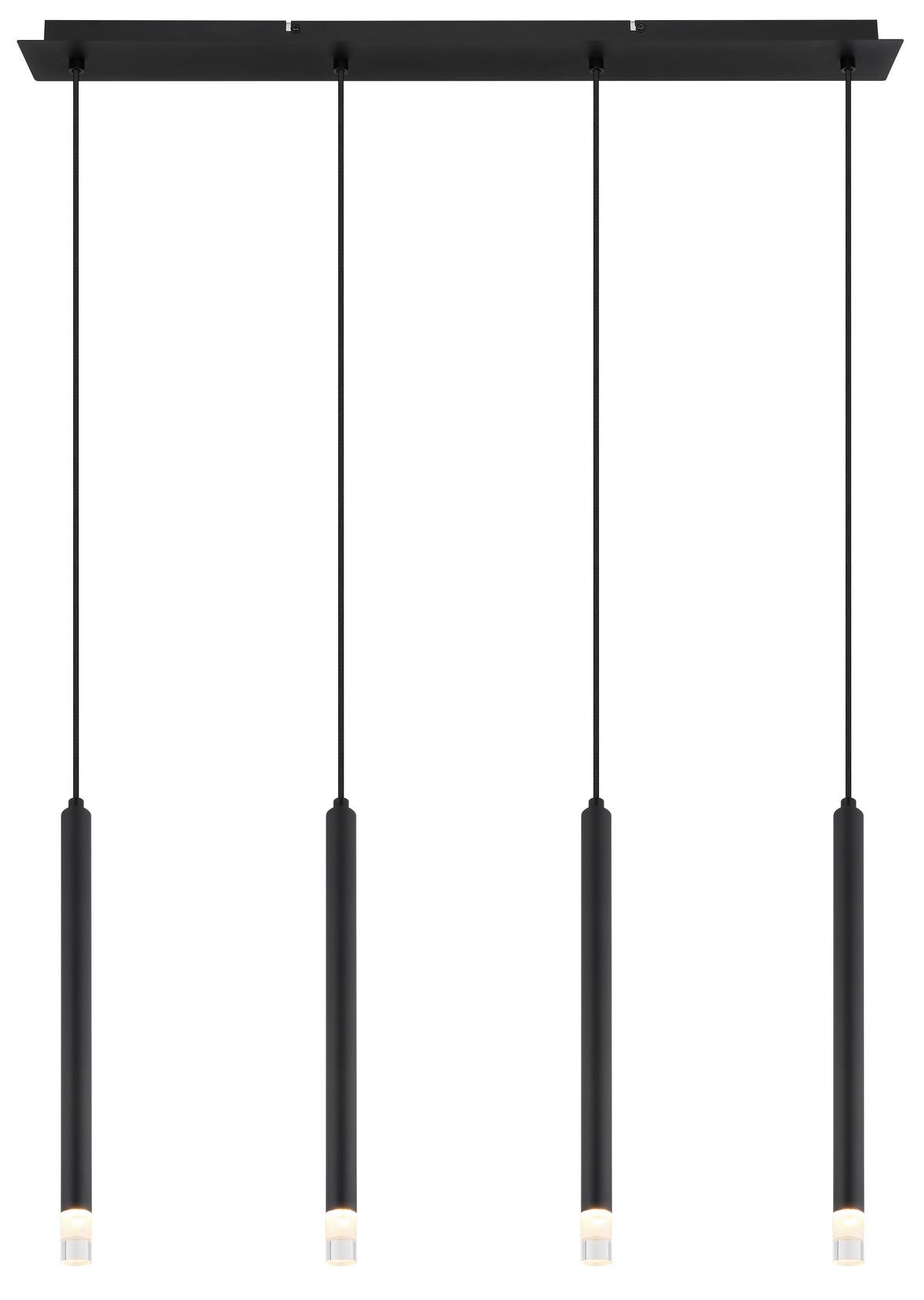 Hängeleuchte Blake Schwarz/Klar max. 4 Watt - Klar/Schwarz, Design, Kunststoff/Textil (76/8/120cm) - Globo