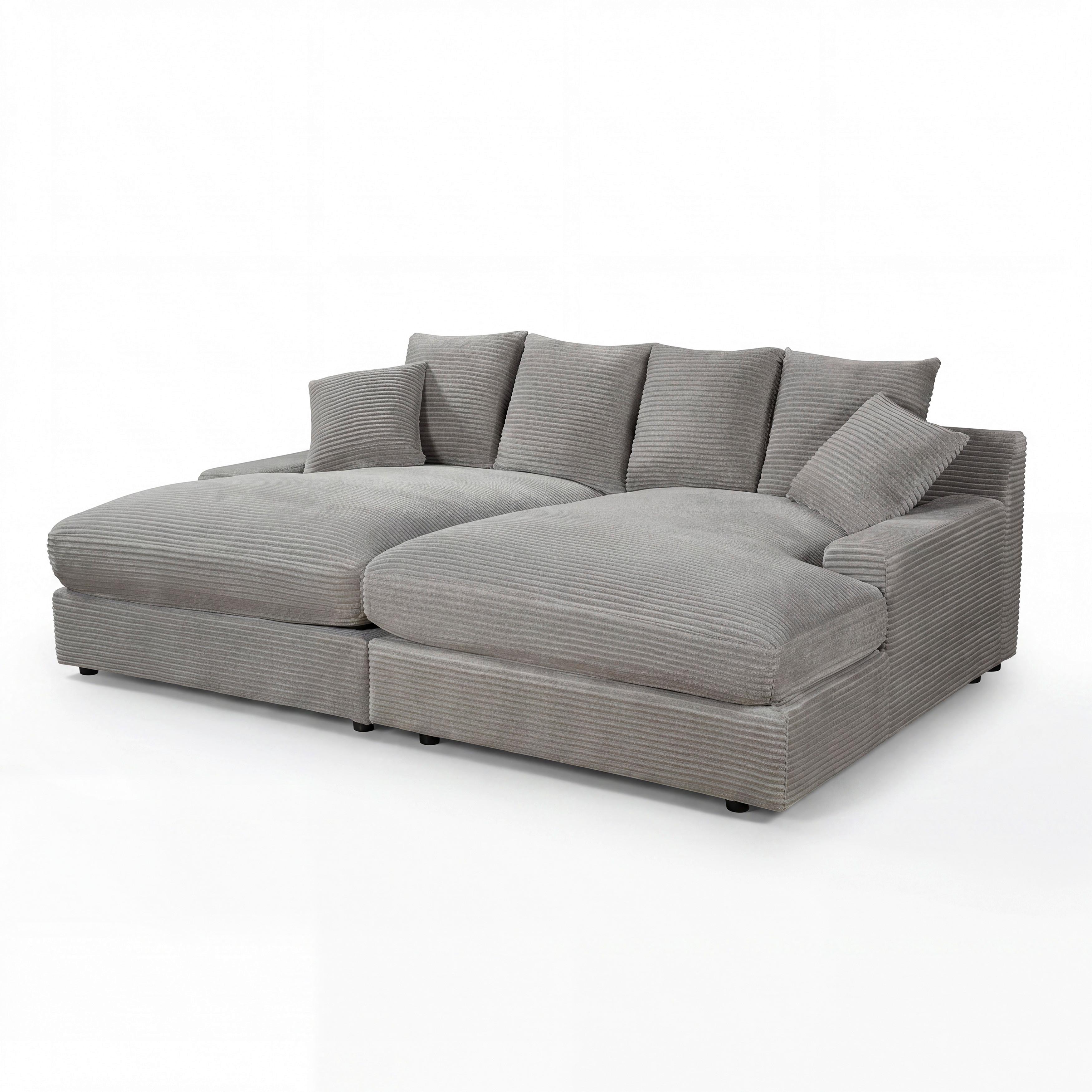BIG SOFFA ELEONORA - ljusgrå/svart, Modern, trä/textil (250/97/168cm) - Bessagi Home