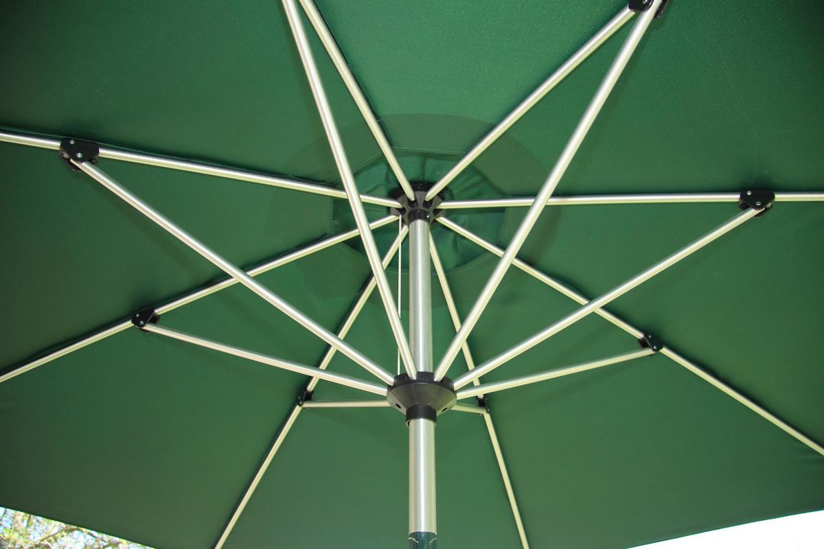 Sonnenschirm Acapole Grün D: ca. 300 cm - Platinfarben/Dunkelgrün, Basics, Textil/Metall (300cm) - Gardenson