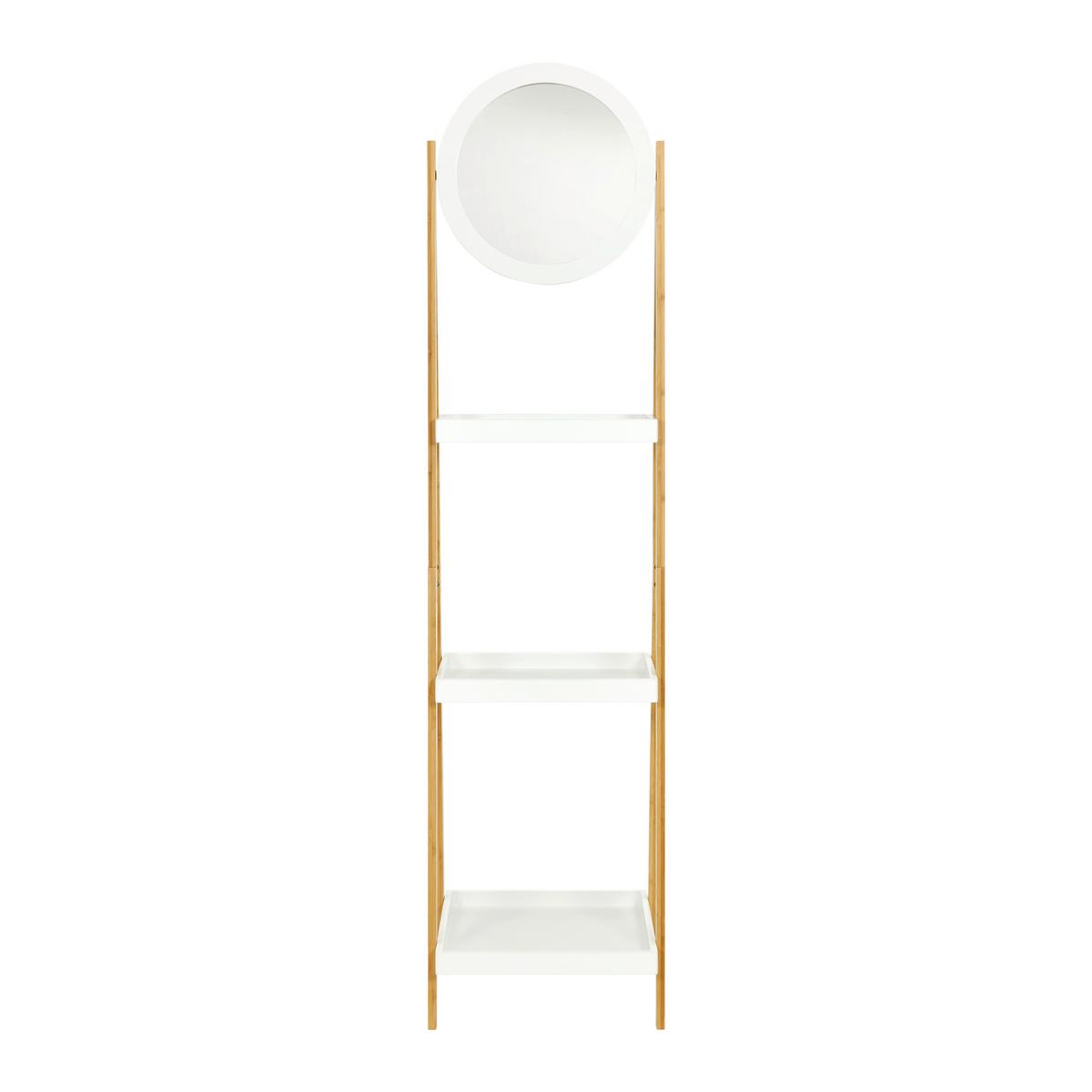 Regal Mirella Weiß/Naturfarben MDF - Naturfarben/Weiß, MODERN, Glas/Naturmaterialien (43/172/40cm) - Bessagi Home