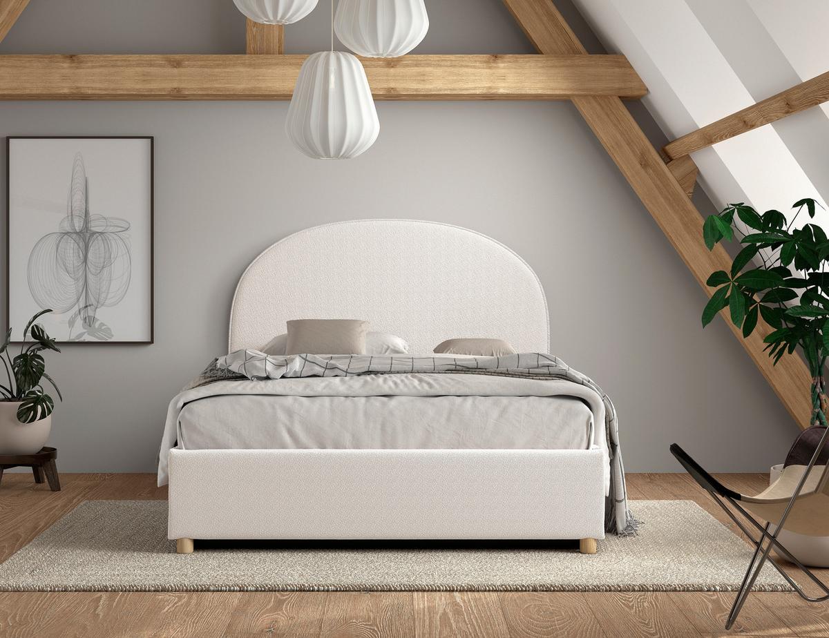Kinder-/Juniorbett Moon Weiß ca. 140x200 cm Bouclé - Naturfarben/Weiß, ROMANTIK / LANDHAUS, Holz/Textil (140/200cm) - Vipack