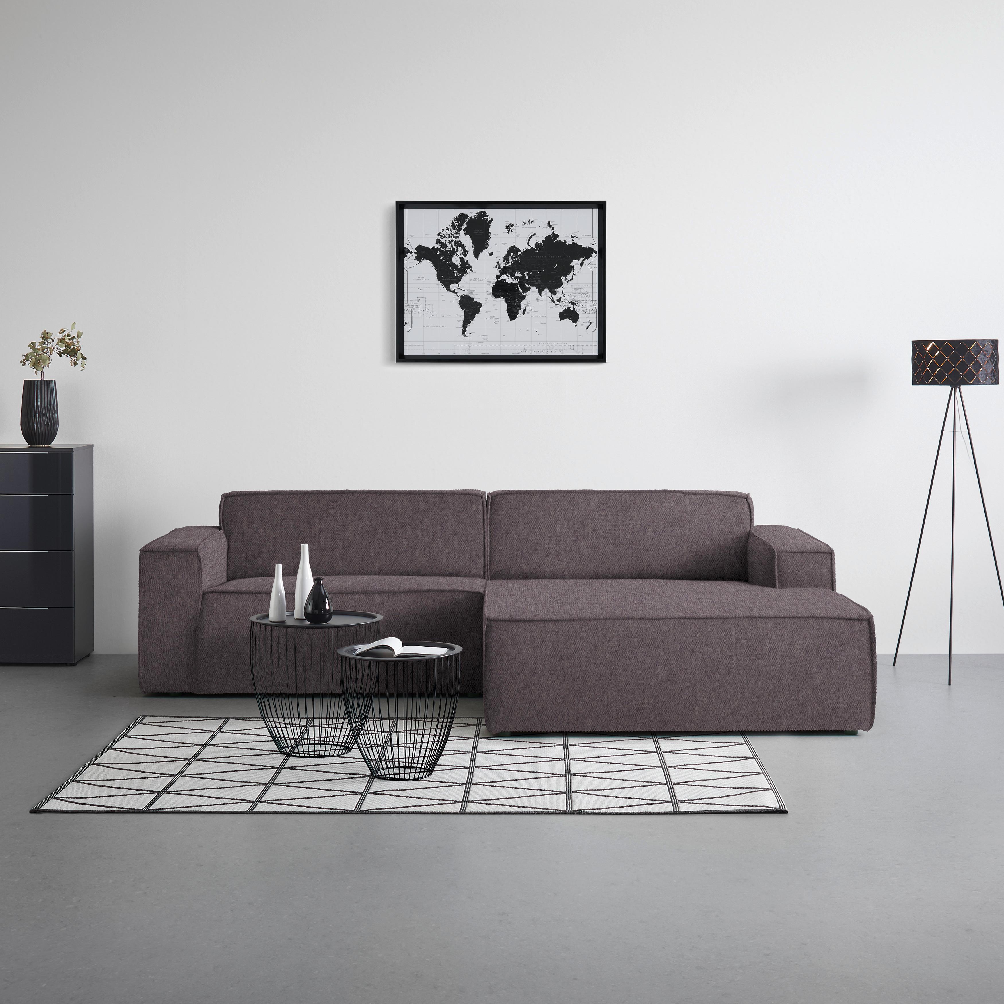 Wohnlandschaft Loft Graphitfarben - Graphitfarben/Schwarz, MODERN, Kunststoff/Textil (265/75/172cm) - Mömax