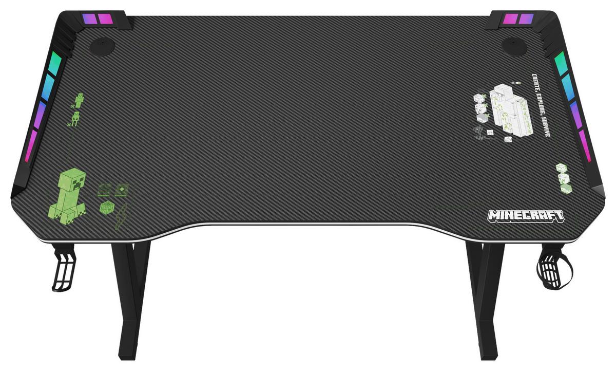 Gamingtisch Minecraft Schwarz ca. 120x60x74cm - Schwarz, MODERN, Holzwerkstoff/Metall (120/60/74cm) - Minecraft