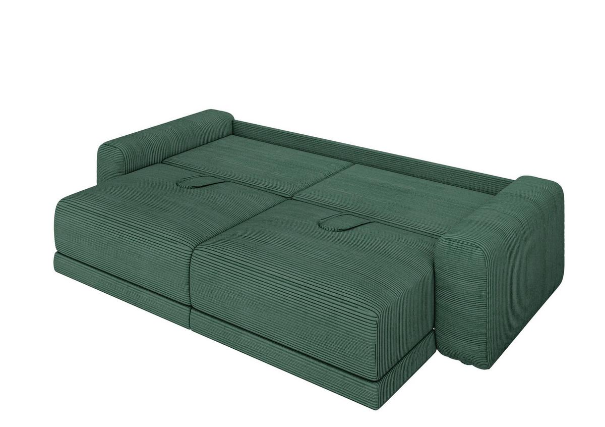 Sofa Plain Dunkelgrün - Dunkelgrün/Schwarz, Modern, Kunststoff/Textil (256/88/120cm) - Mömax
