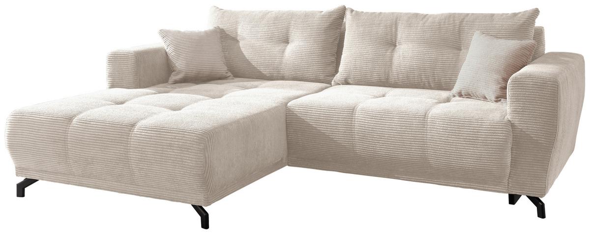 Wohnlandschaft Restato Beige Cord - Beige/Schwarz, MODERN, Holz/Textil (177/246cm) - MID.YOU